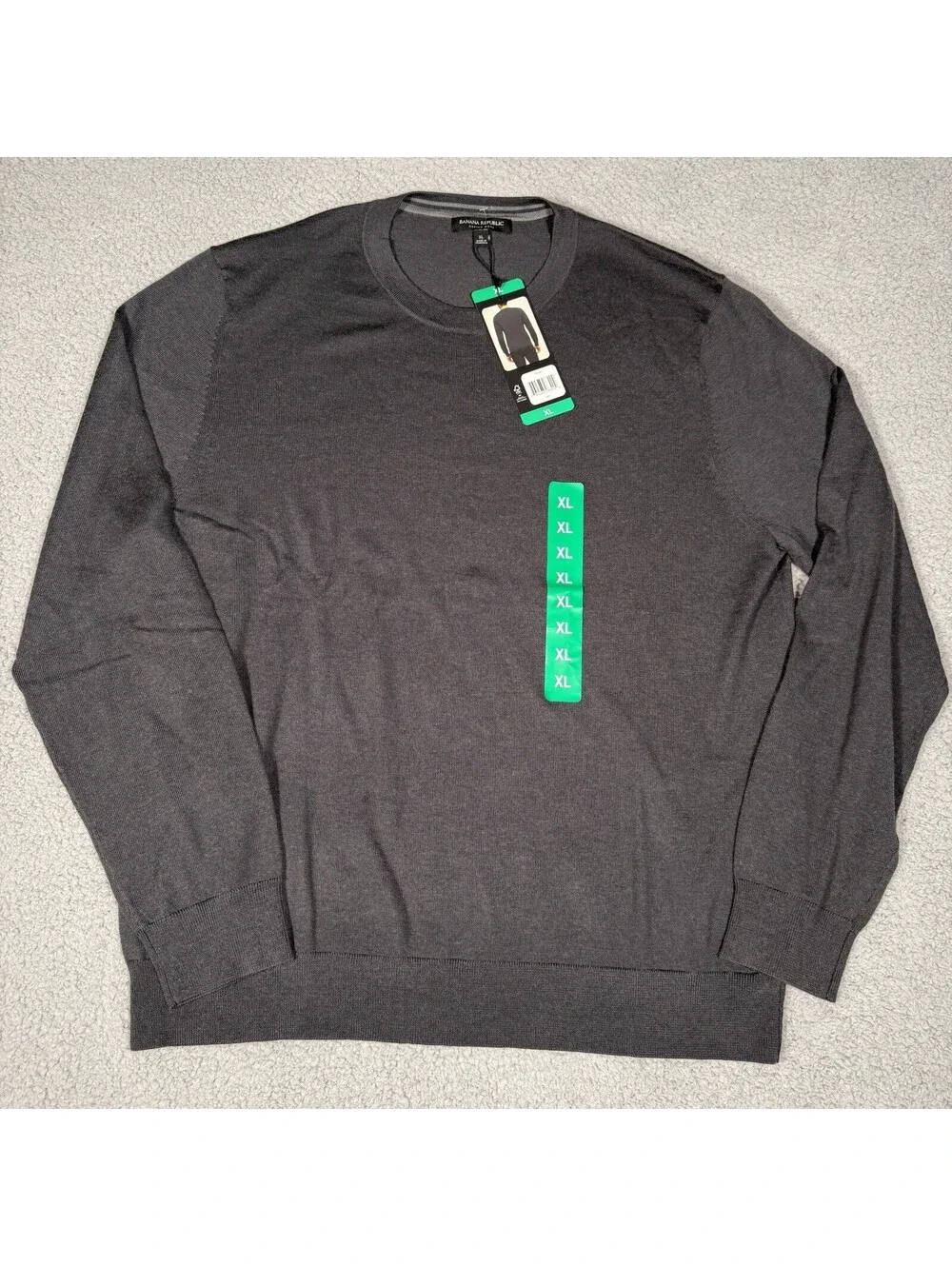 Banana Republic Merino Wool Sweater Mens XL Gray Crewneck Lightweight NWT